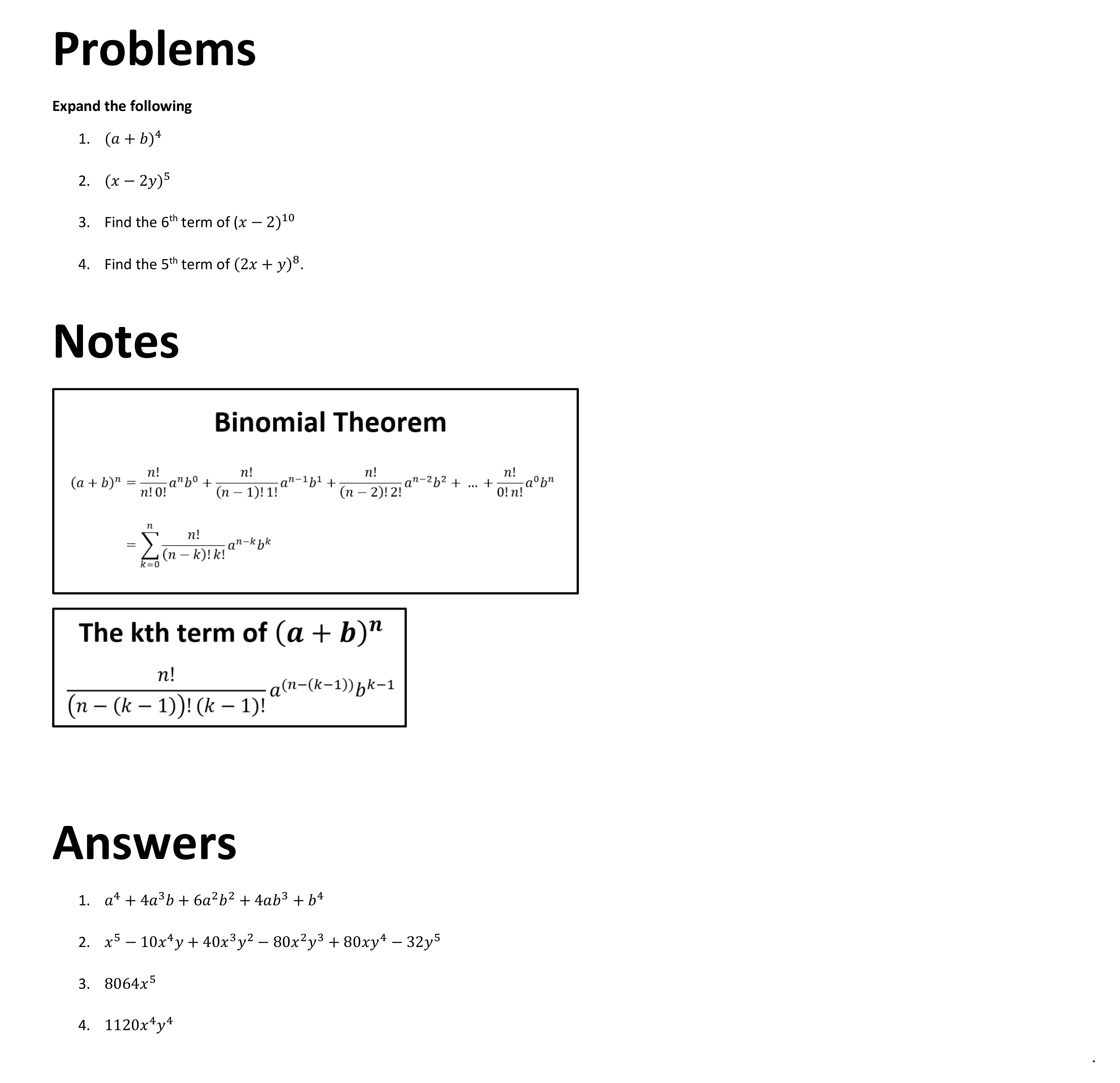 The Binomial Theorem - Andymath.com