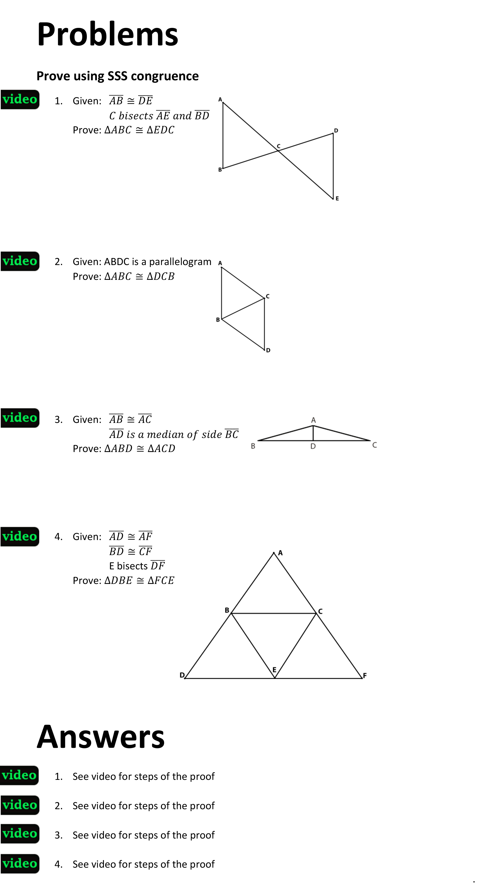 Proving Triangle Congruence Sss 