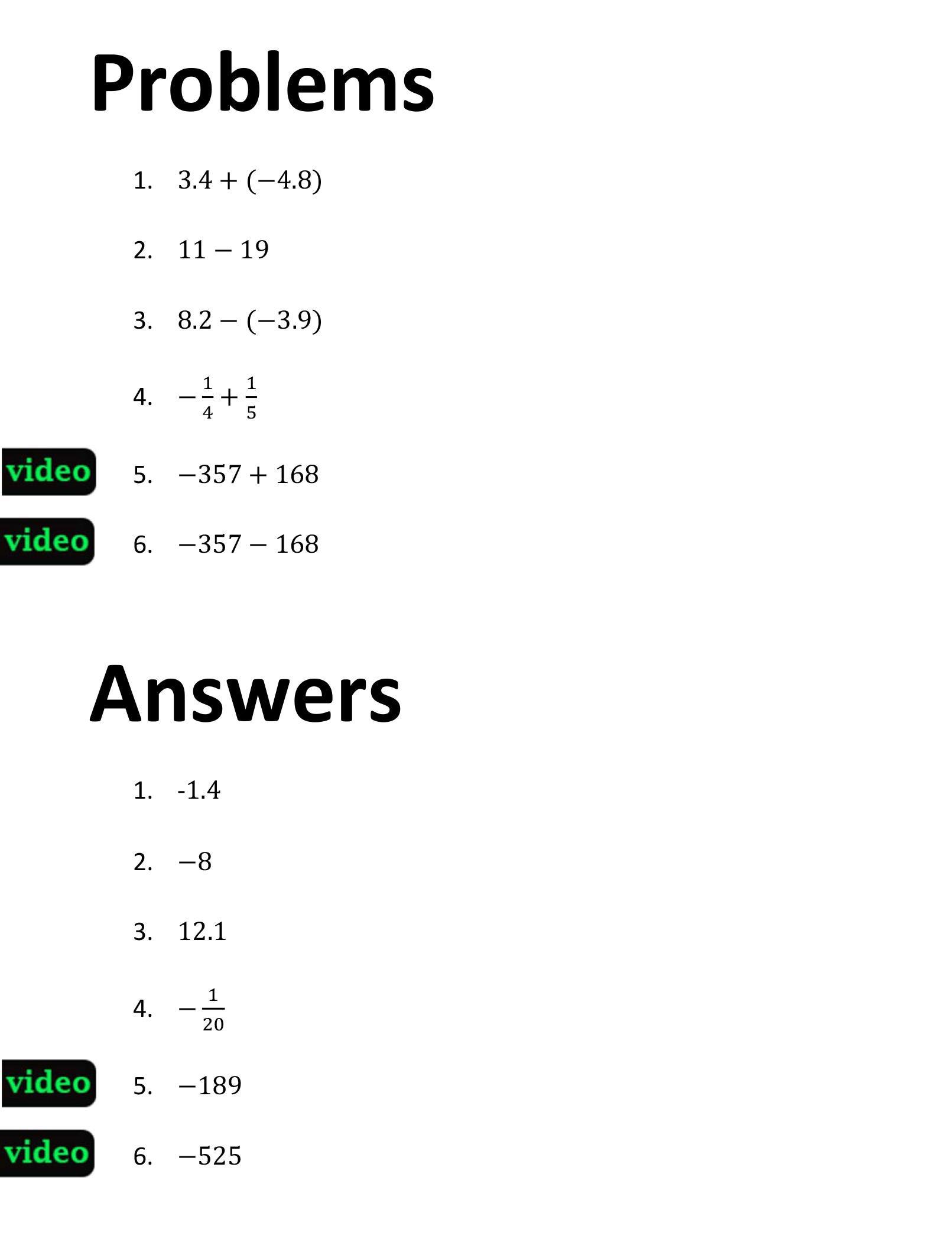 Adding And Subtracting Rational Numbers Number Line Worksheet