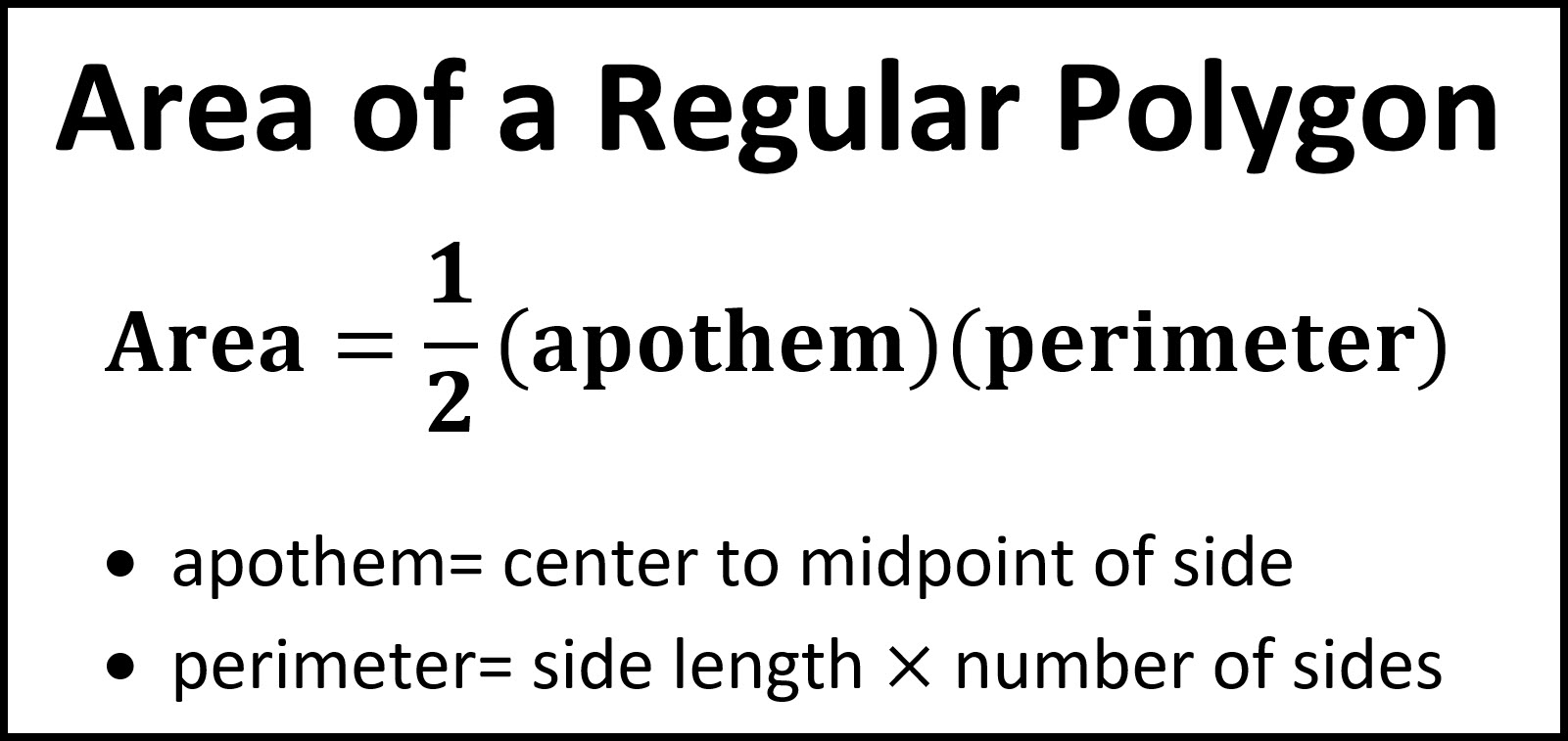 area of regular polygon apothem formula