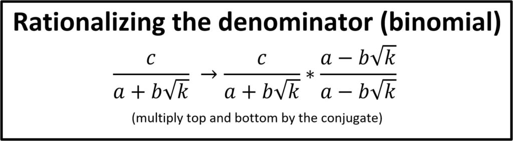 Notes for Rationalizing the Denominator in Binomials