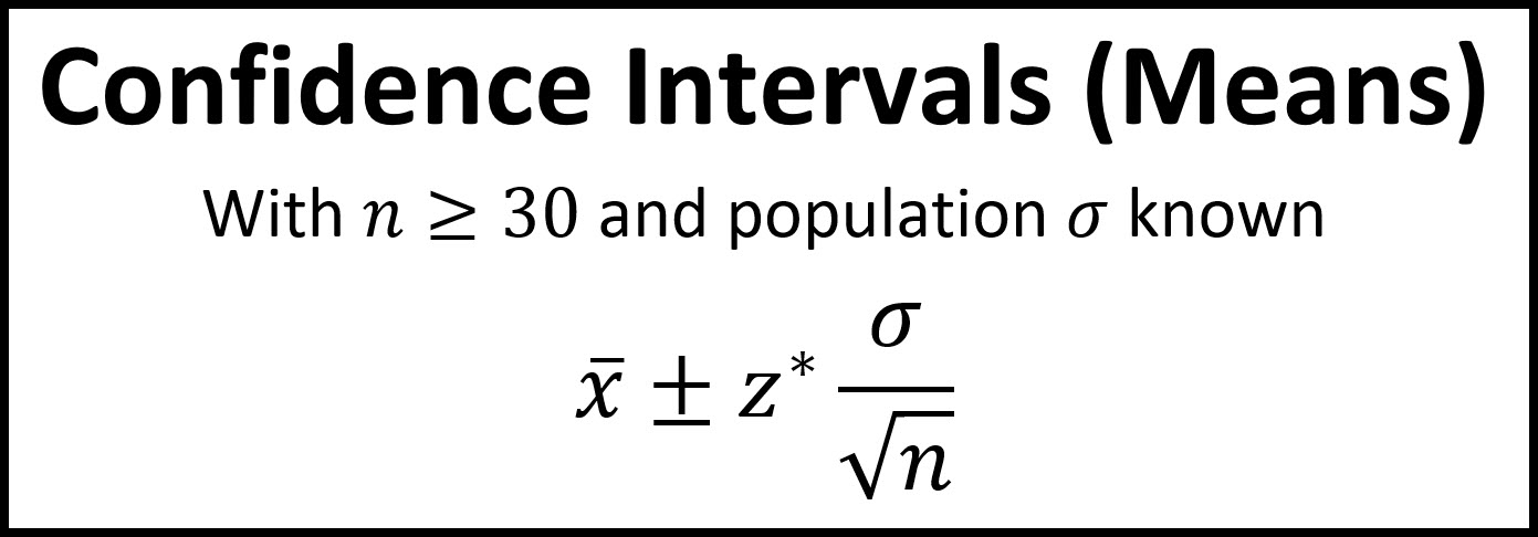 Notes for Confidence Intervals Means Part 1