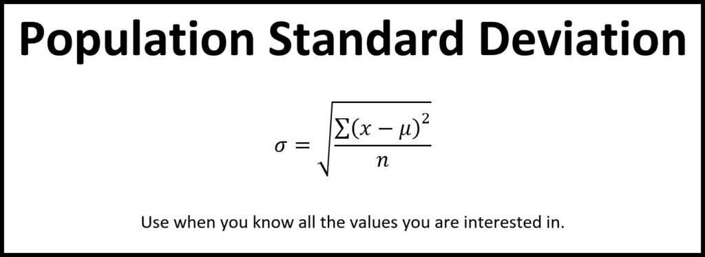 Notes for Population Stanard Deviation width=
