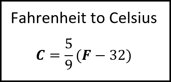 Notes for Fahrenheit to Celsius