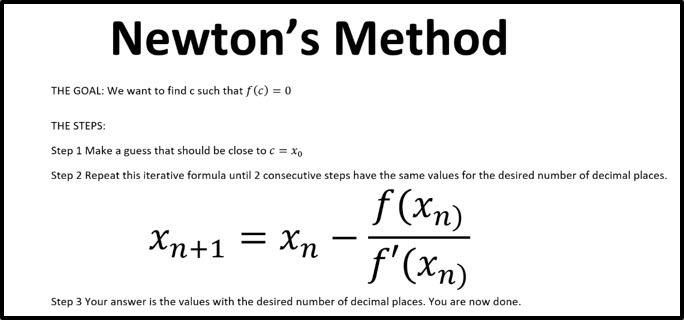 Notes for Newton's Method