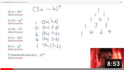Link to Youtube Video Going Over Binomial Theorem