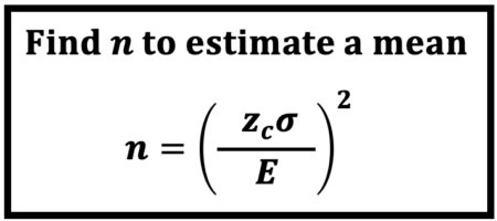 Notes for Finding n to Estimate a Mean