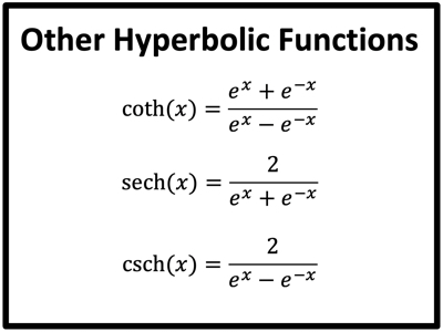 Other Hyperbolic Functions Notes